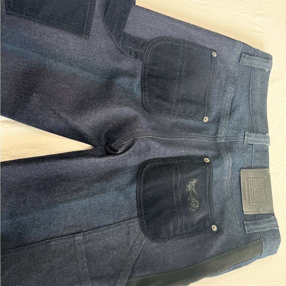 Coach Navy Women's Cargo Jeans with corduroy accessories & detailing - Picture 9 of 10